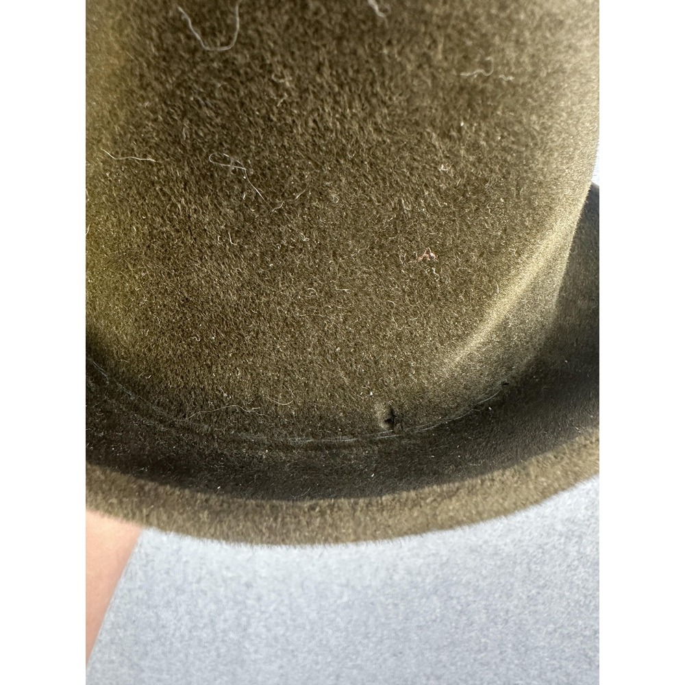 Vintage Knox Hat Fedora Fitted Very Small Green Wool Felt Lined Leather USA - Picture 5 of 10